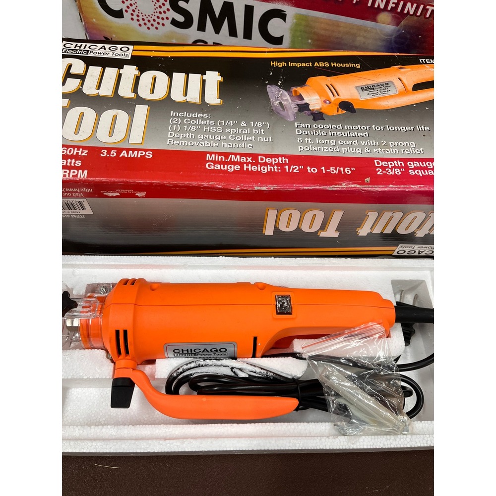 Chicago Electric Cutout Tool 42831 Orange NEW Spiral Saw 3.5 Amp 28000 RPM